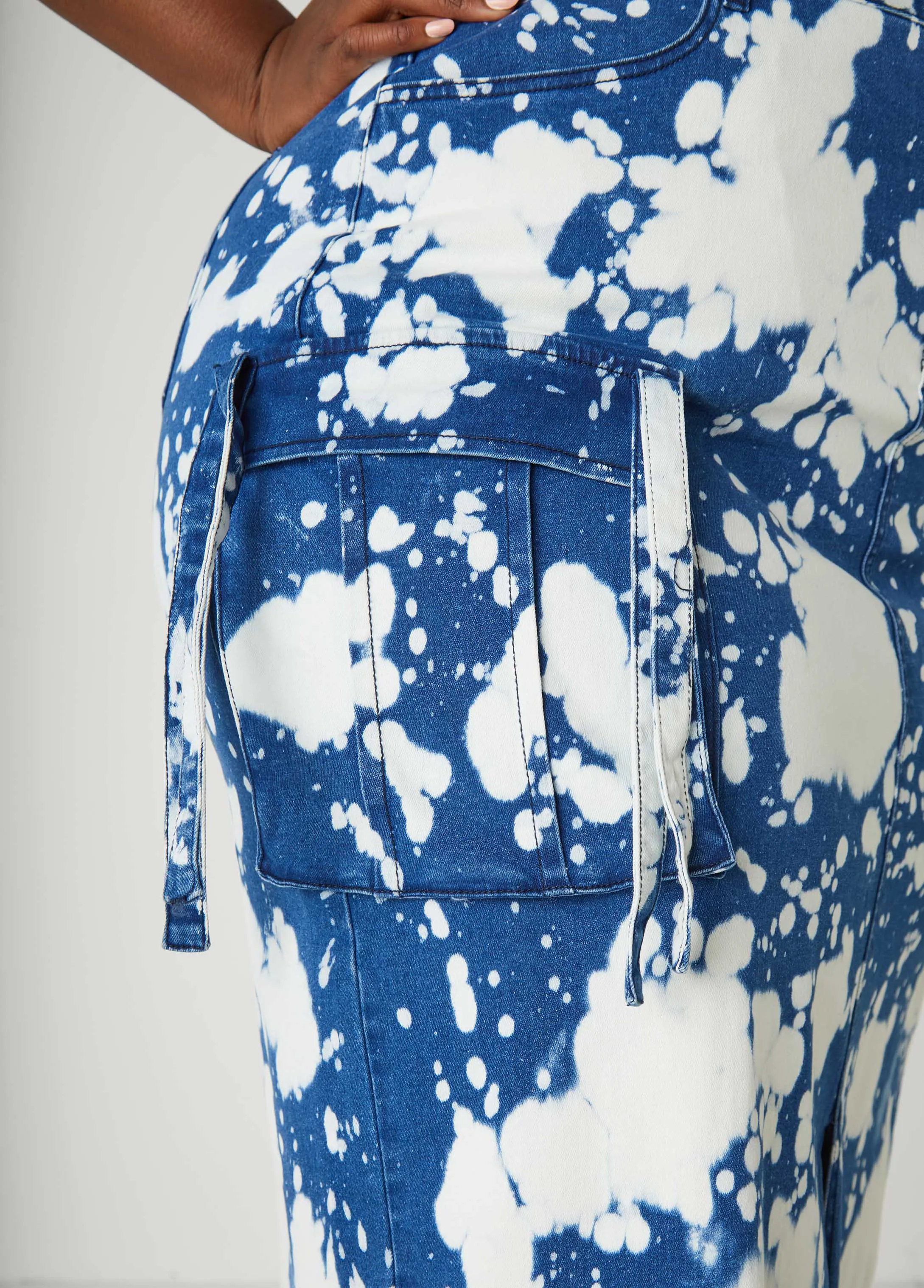 Bleached Denim Maxi Cargo Skirt sold by Ashley Stewart product image thumbnail 3