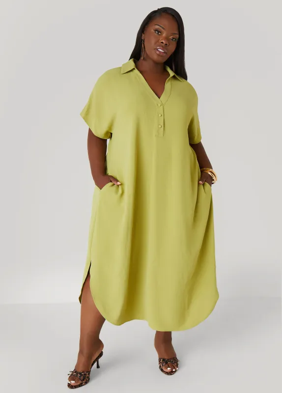 Textured Maxi Shirtdress sold by Ashley Stewart