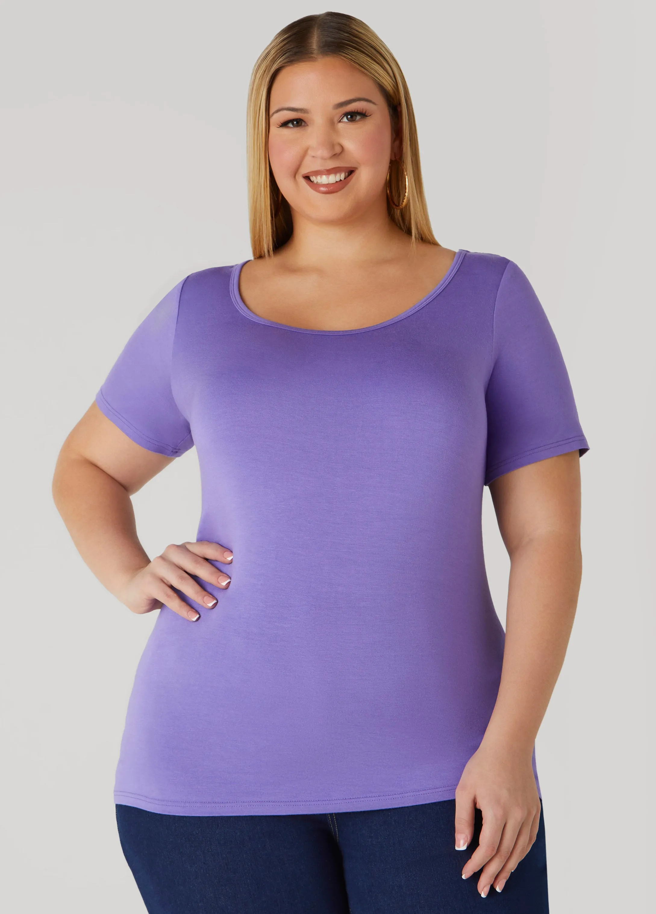 Basic Scoop Neck Tee sold by Ashley Stewart product image thumbnail 5