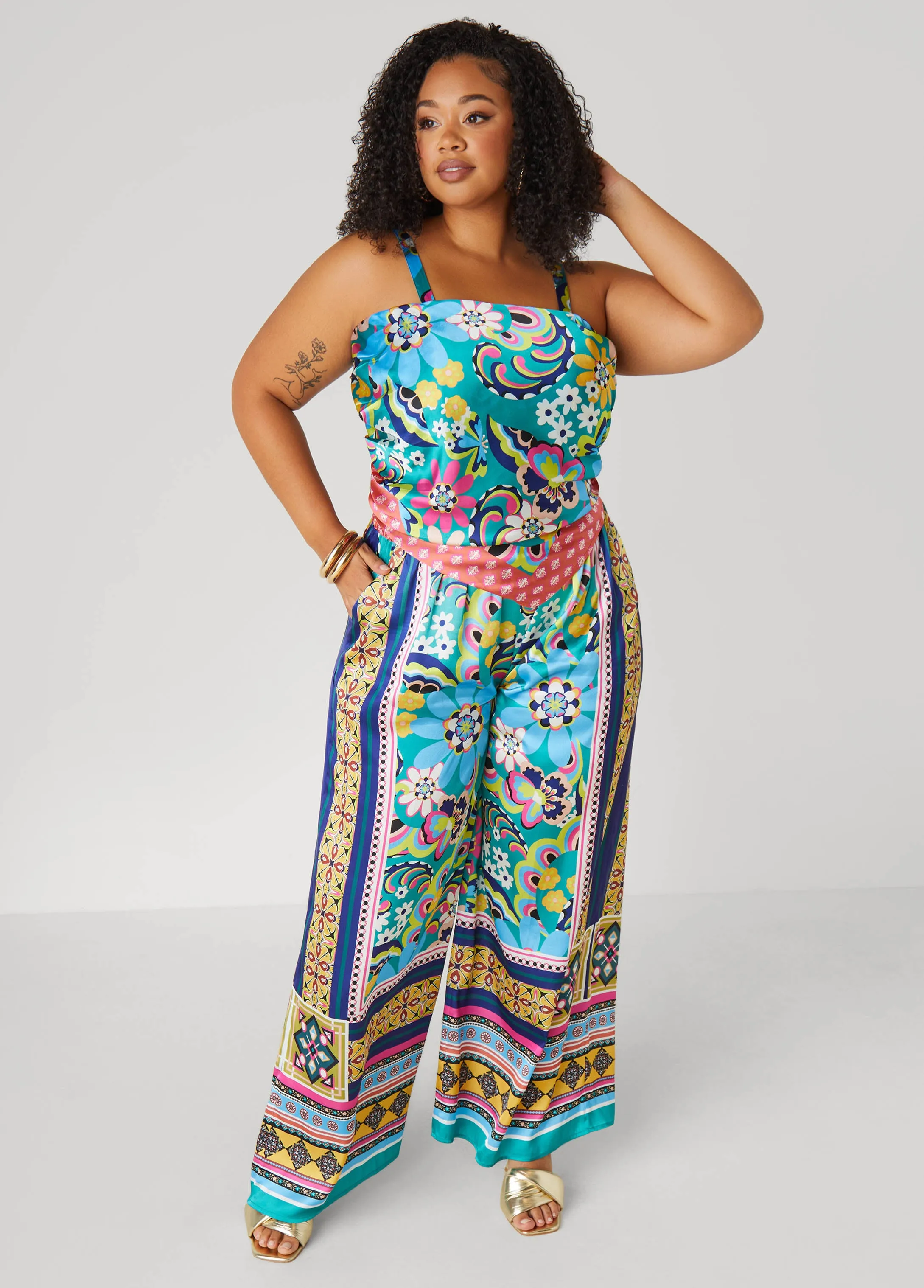 Scarf Satin Wide Leg Pants sold by Ashley Stewart