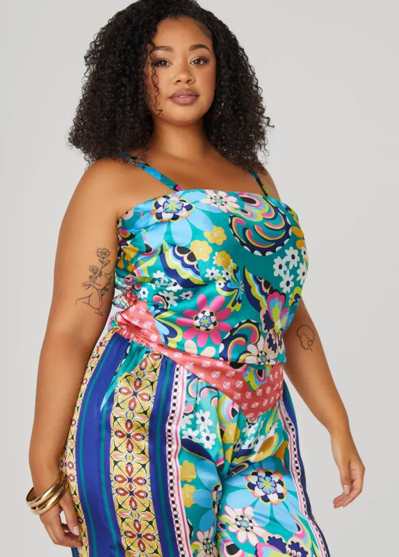 Shirred Scarf Satin Top sold by Ashley Stewart