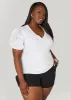 Puff Sleeve Paneled V Neck Tee sold by Ashley Stewart