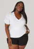 Puff Sleeve Paneled V Neck Tee sold by Ashley Stewart