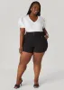 Puff Sleeve Paneled V Neck Tee sold by Ashley Stewart