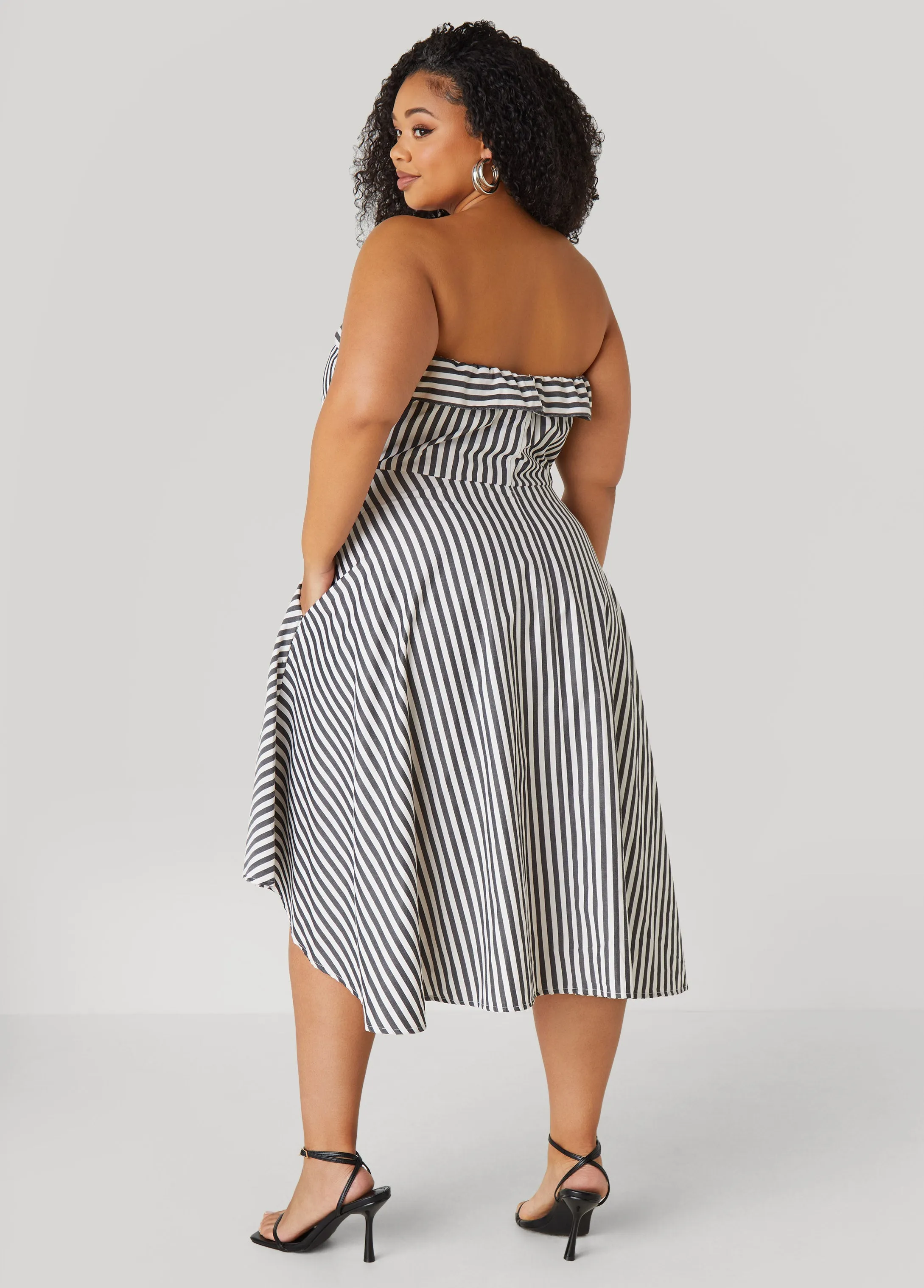 Striped Waist Tied Hi Low Dress sold by Ashley Stewart product image thumbnail 2