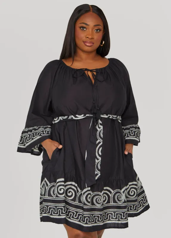 Scroll Print Cotton Swing Dress sold by Ashley Stewart