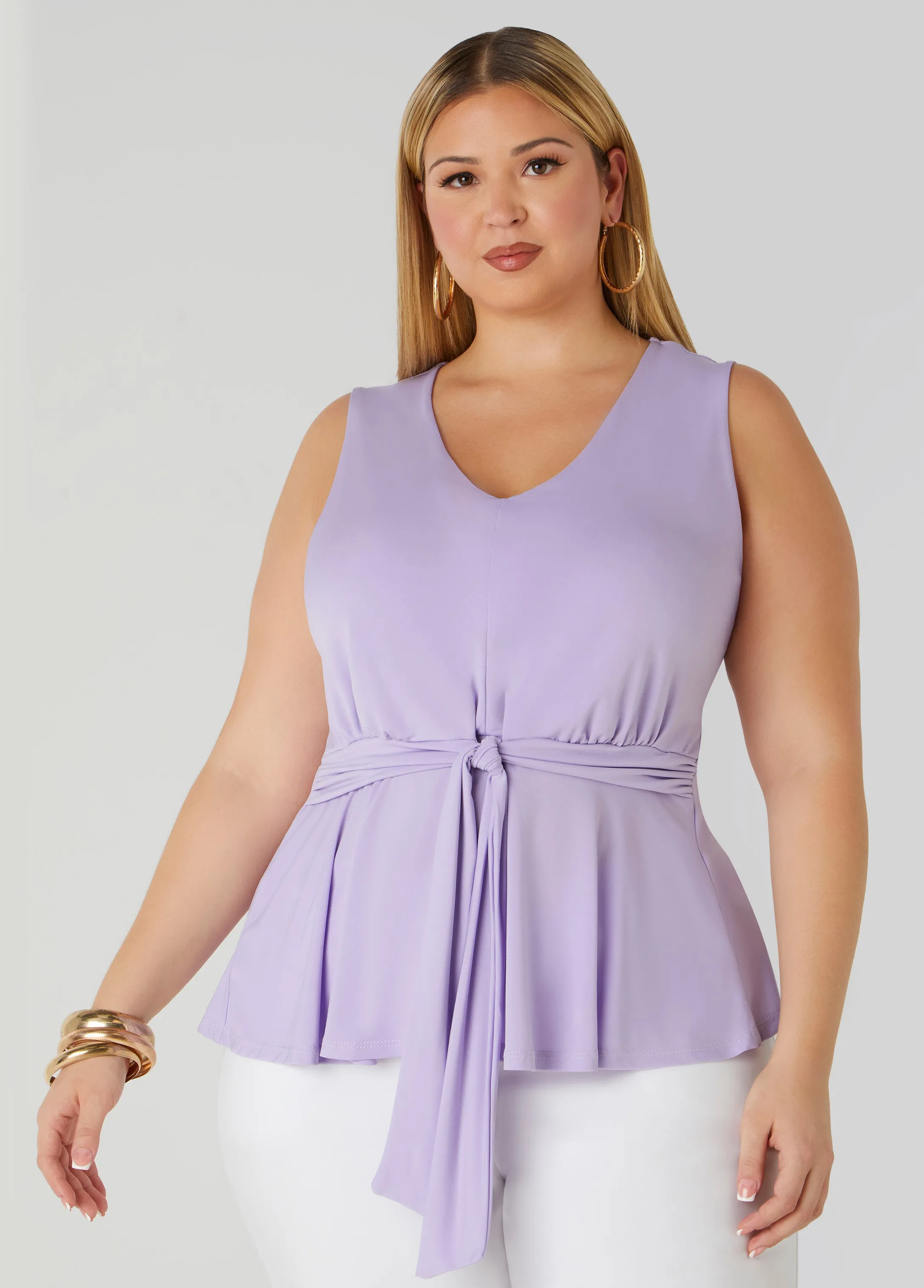 Tie Front Peplum Top sold by Ashley Stewart product image thumbnail 5