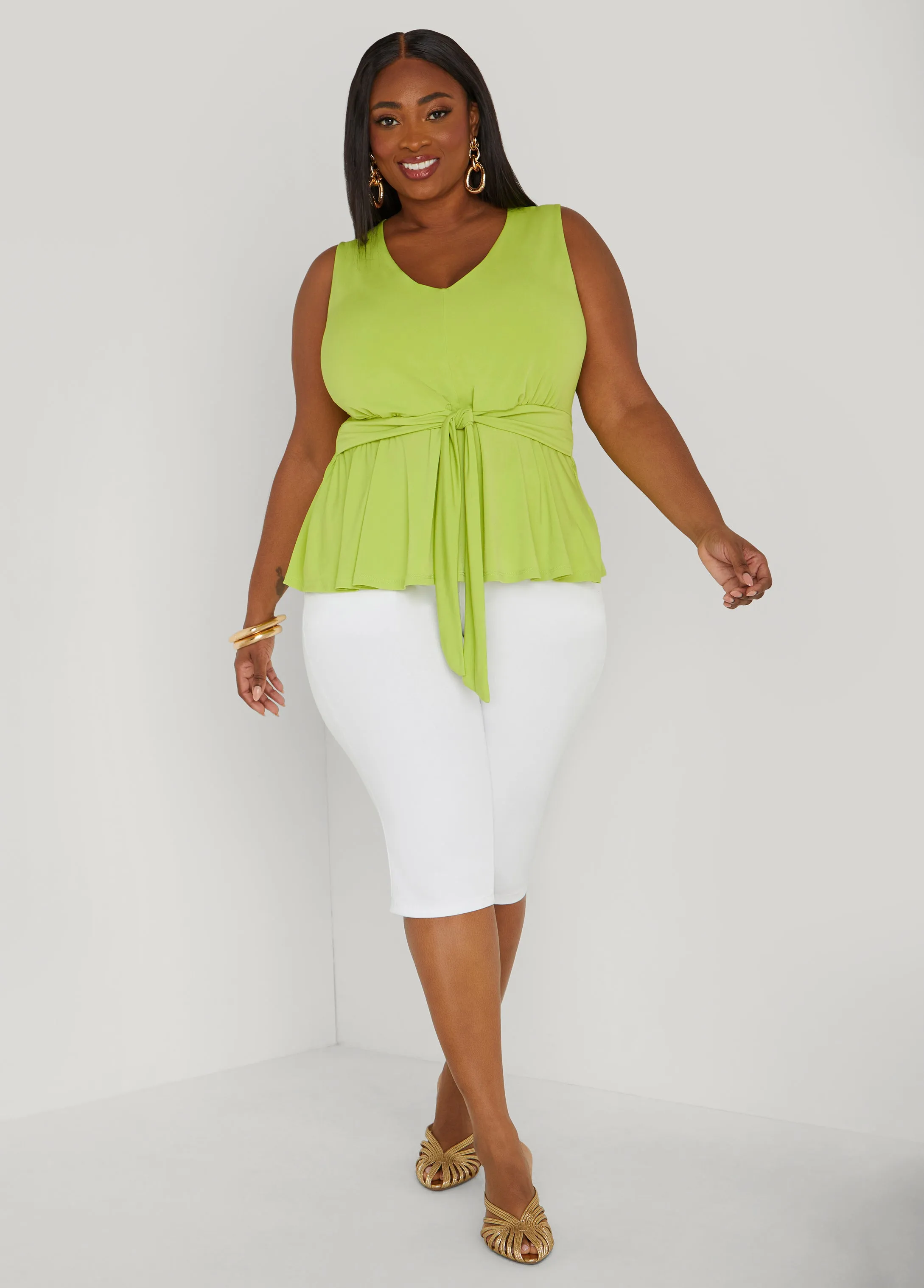 Tie Front Peplum Top sold by Ashley Stewart product image thumbnail 3