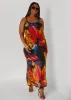 Watercolor Print Mesh Maxi Dress sold by Ashley Stewart