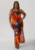 Watercolor Print Mesh Maxi Dress sold by Ashley Stewart