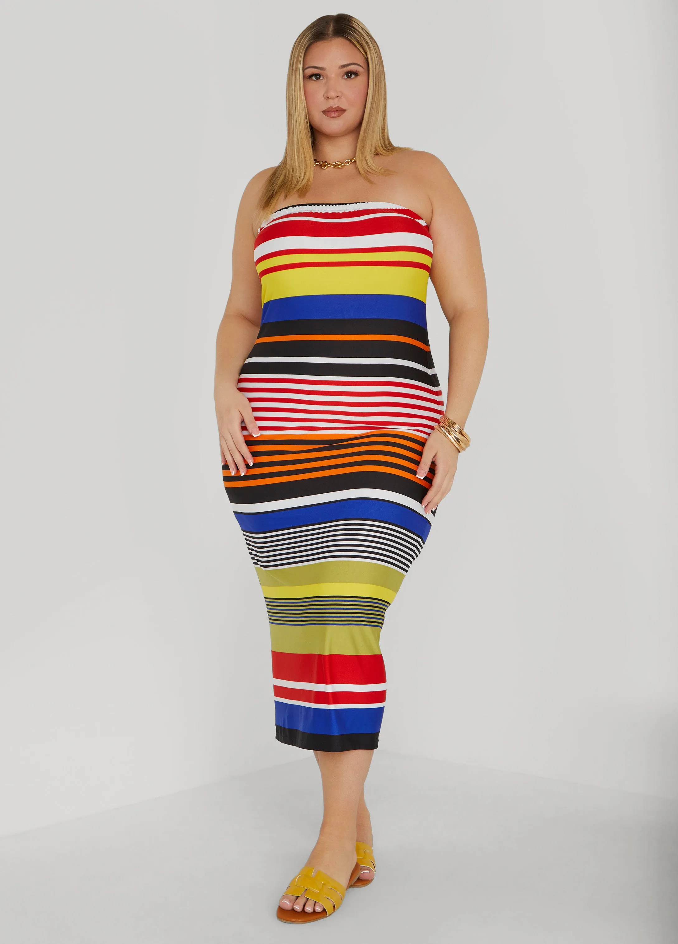 Striped Strapless Bodycon Dress sold by Ashley Stewart product image thumbnail 3