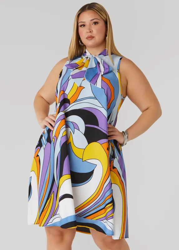 Scarf Print Swing Dress sold by Ashley Stewart