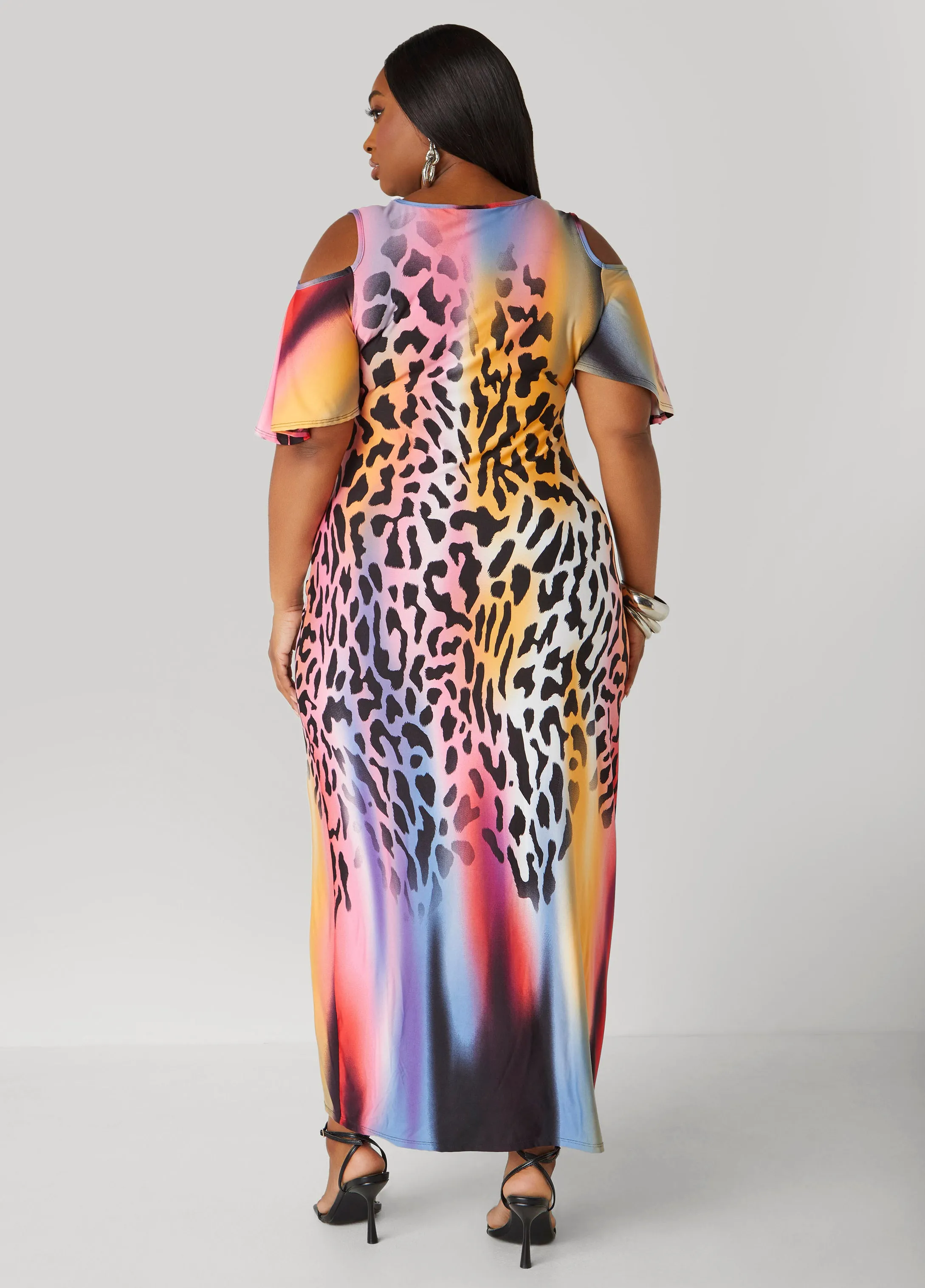 Cold Shoulder Leopard Maxi Dress sold by Ashley Stewart product image thumbnail 2
