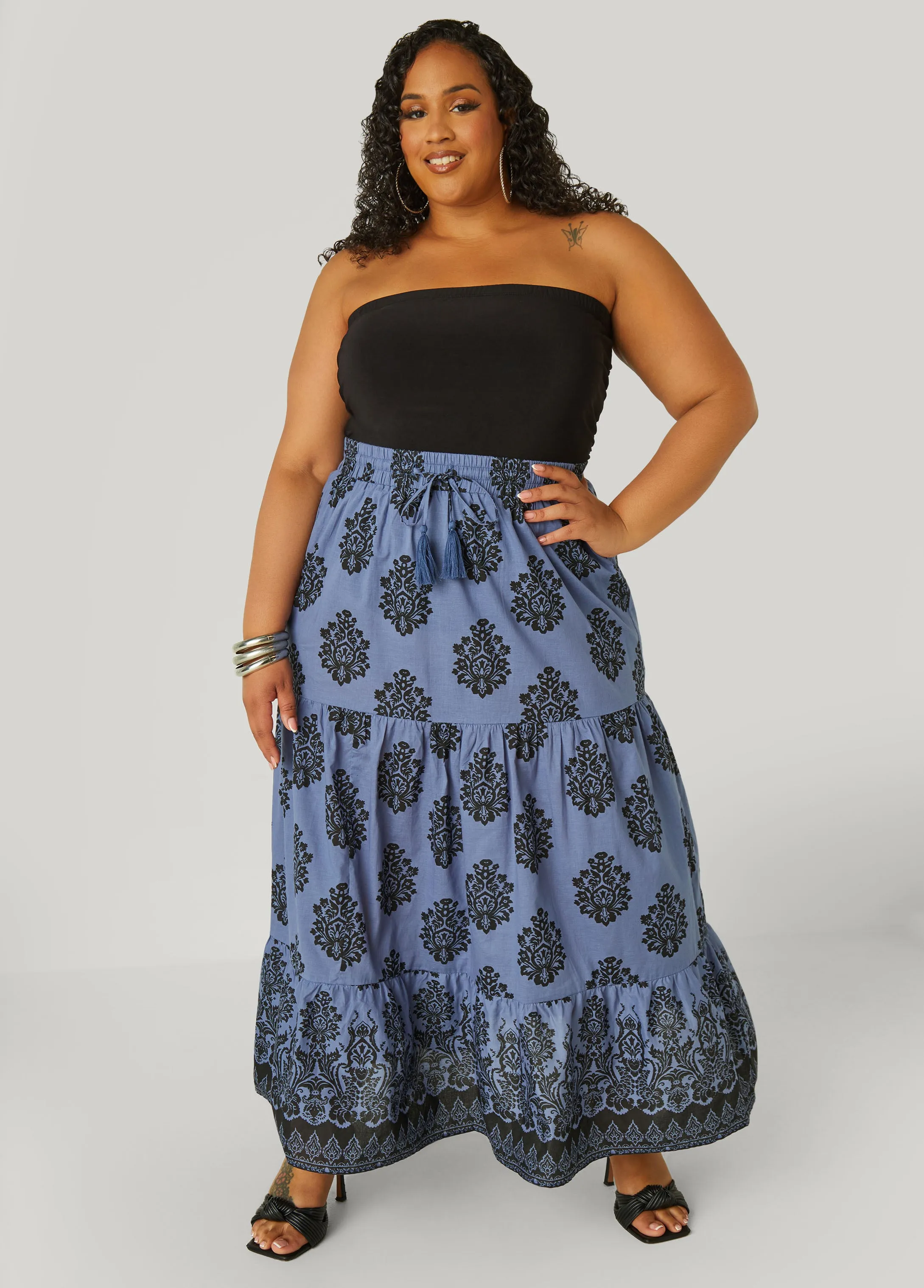Printed Cotton Maxi Skirt sold by Ashley Stewart product image thumbnail 3