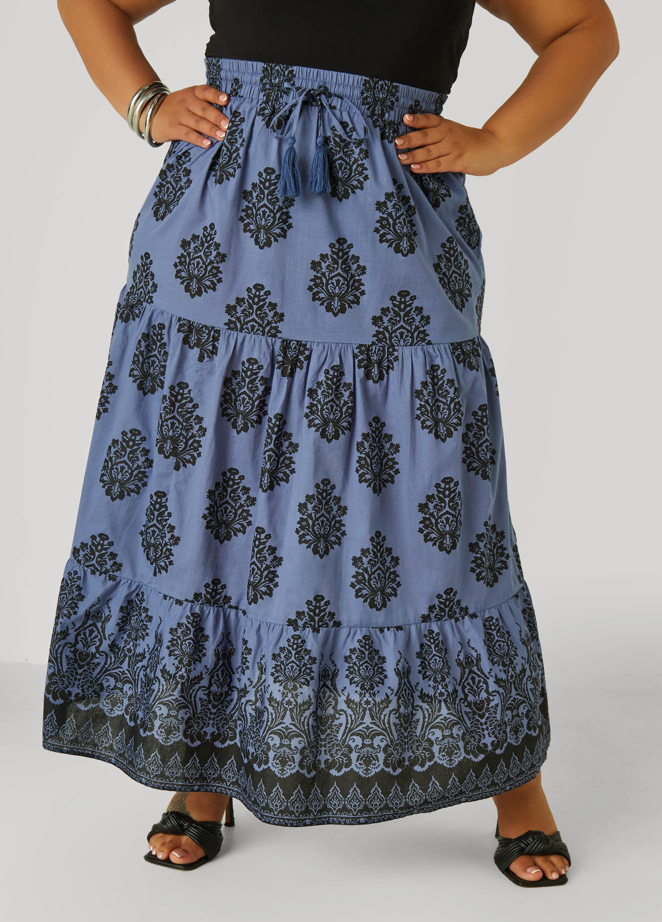 Printed Cotton Maxi Skirt sold by Ashley Stewart