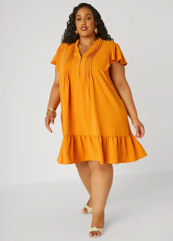 Flounced Pleated Dress made by Ashley Stewart