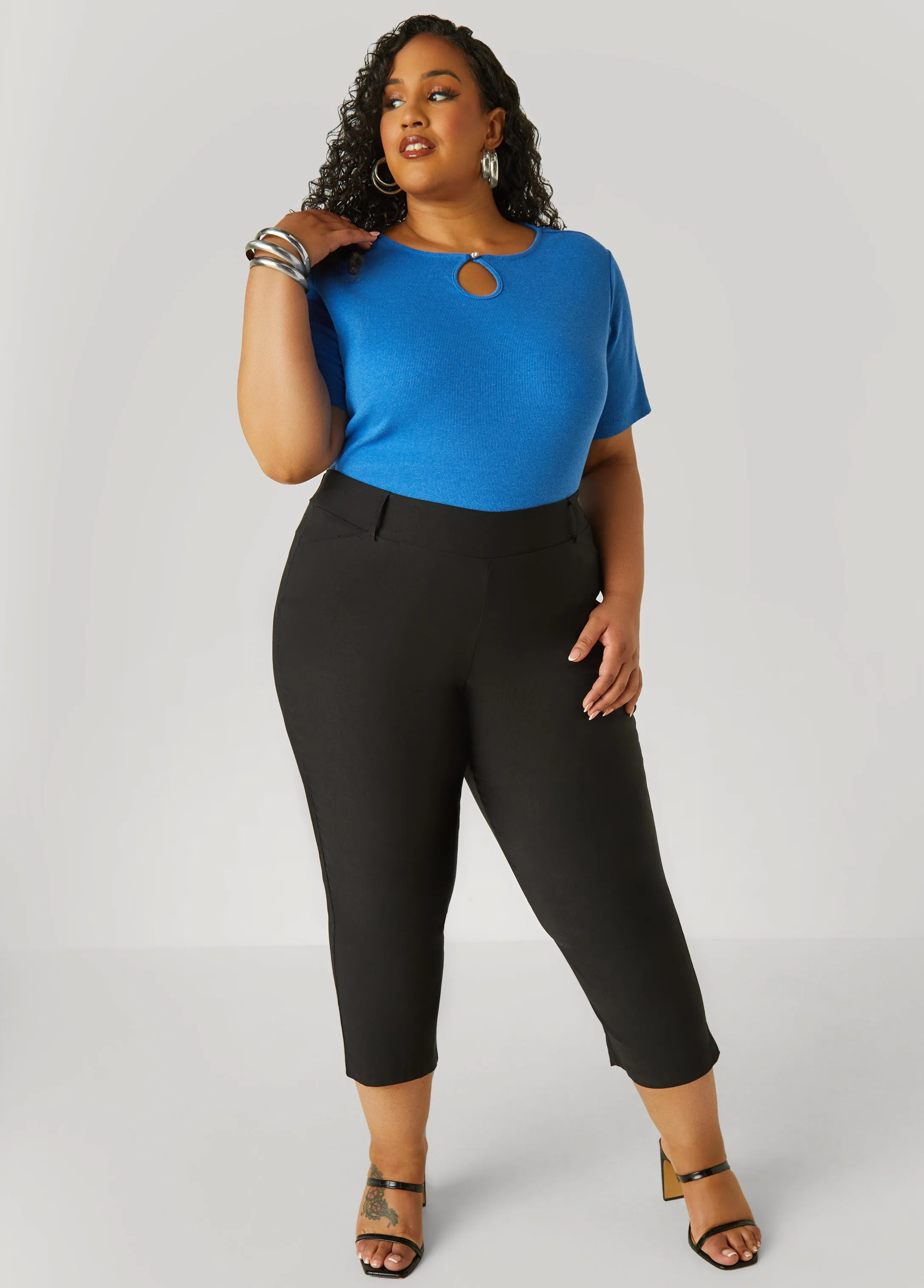 Crystal Keyhole Ribbed Top sold by Ashley Stewart product image thumbnail 3