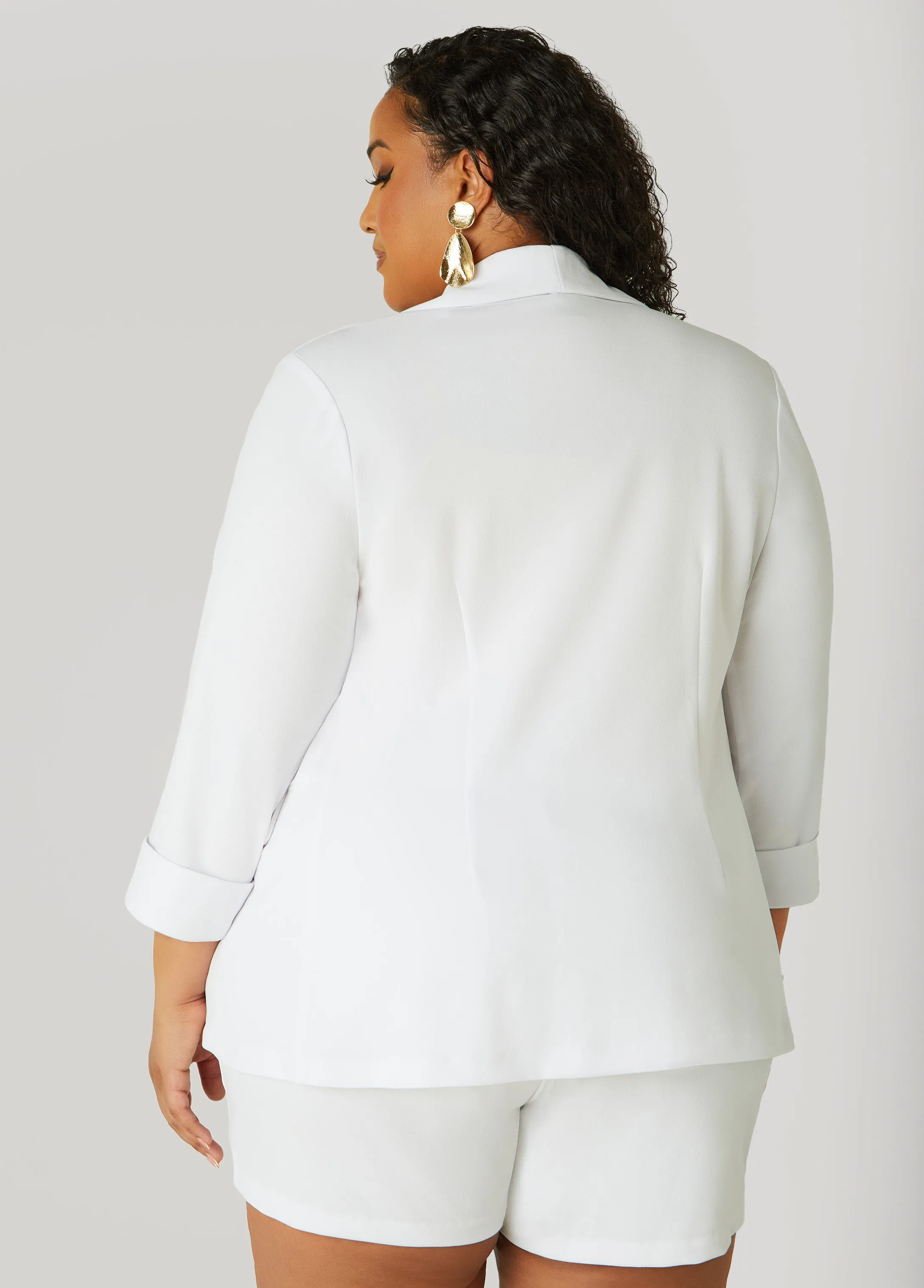 Cuffed Open Front Blazer sold by Ashley Stewart product image thumbnail 2