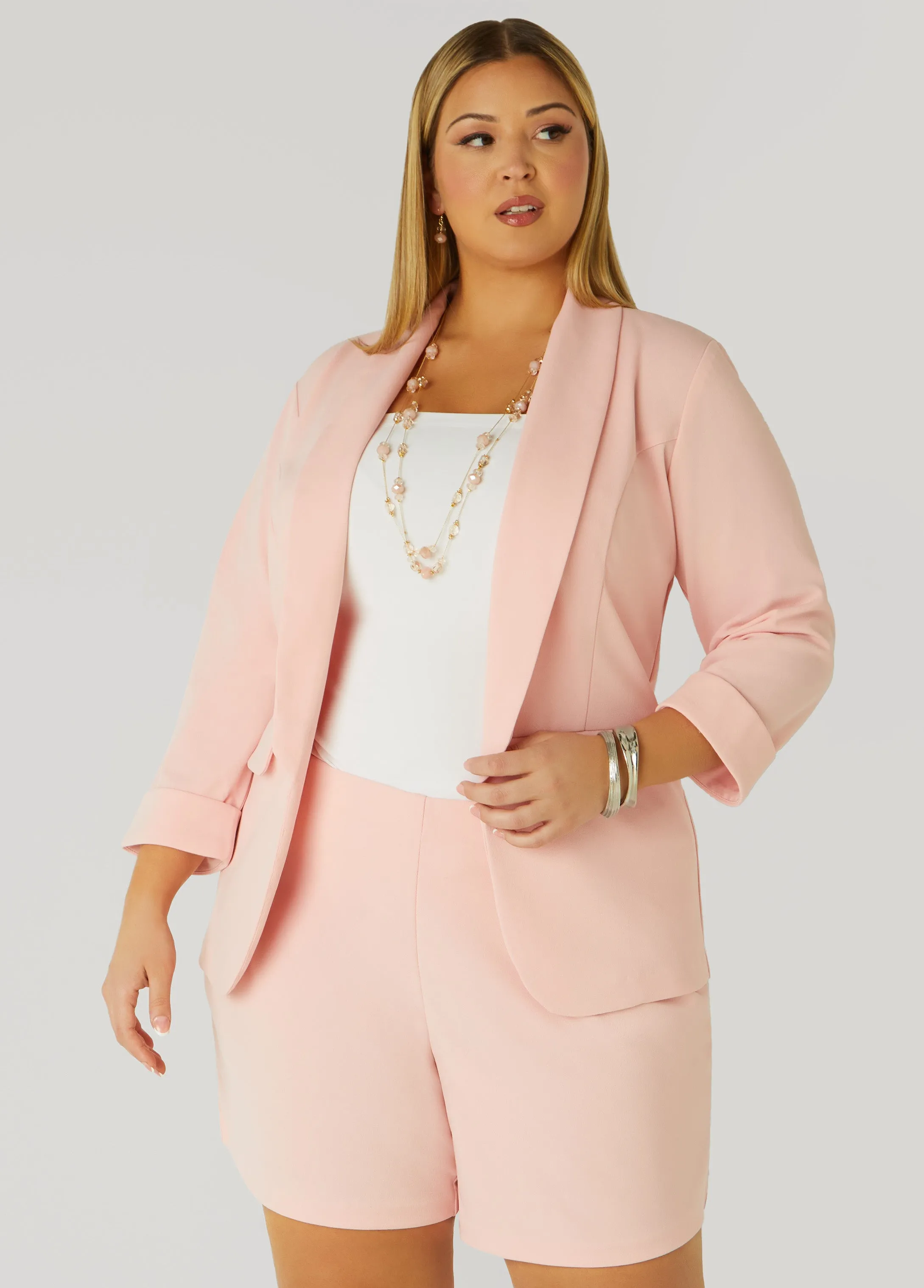 Cuffed Open Front Blazer sold by Ashley Stewart product image thumbnail 5