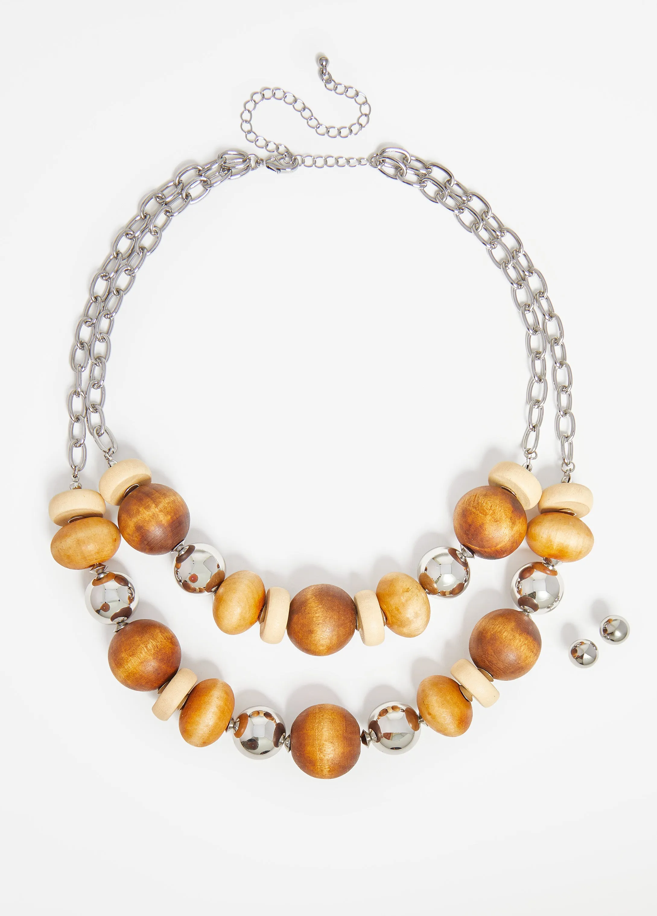 Layered Wood And Bead Necklace Set sold by Ashley Stewart product image thumbnail 2