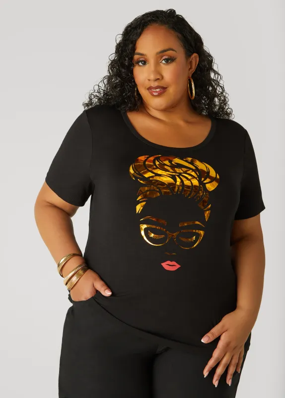 Metallic Graphic Tee sold by Ashley Stewart