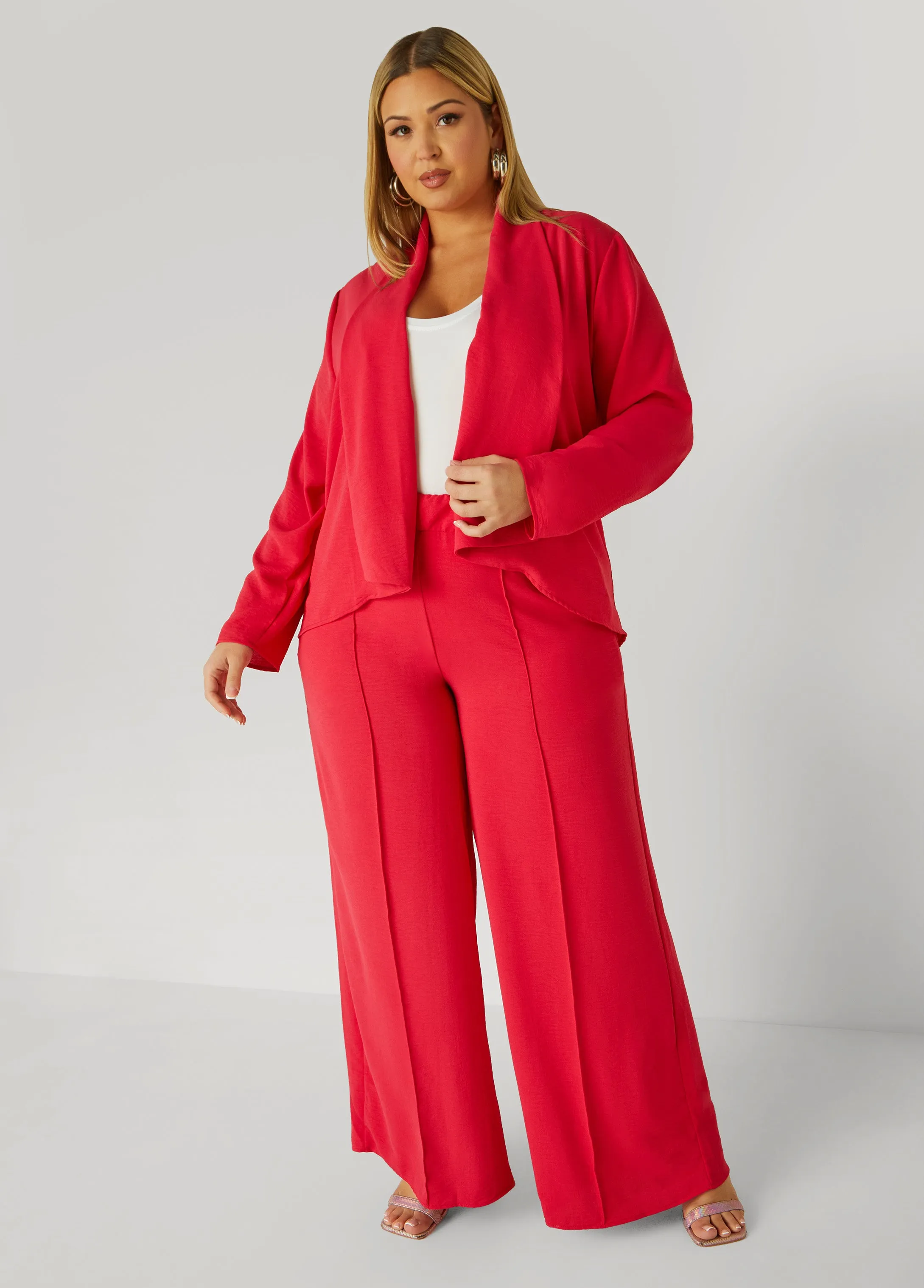 Draped Textured Jacket sold by Ashley Stewart product image thumbnail 3