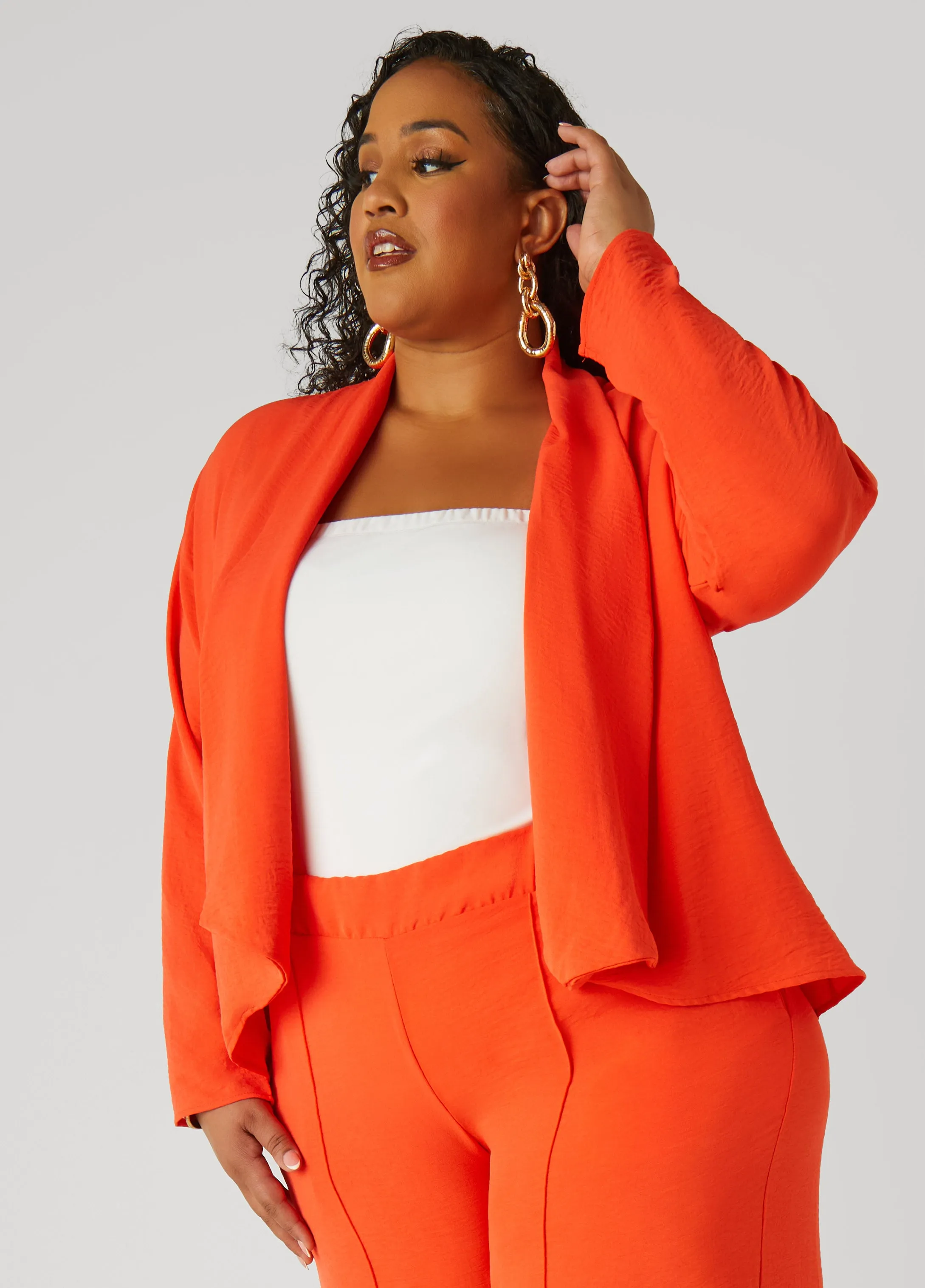 Draped Textured Jacket sold by Ashley Stewart product image thumbnail 5