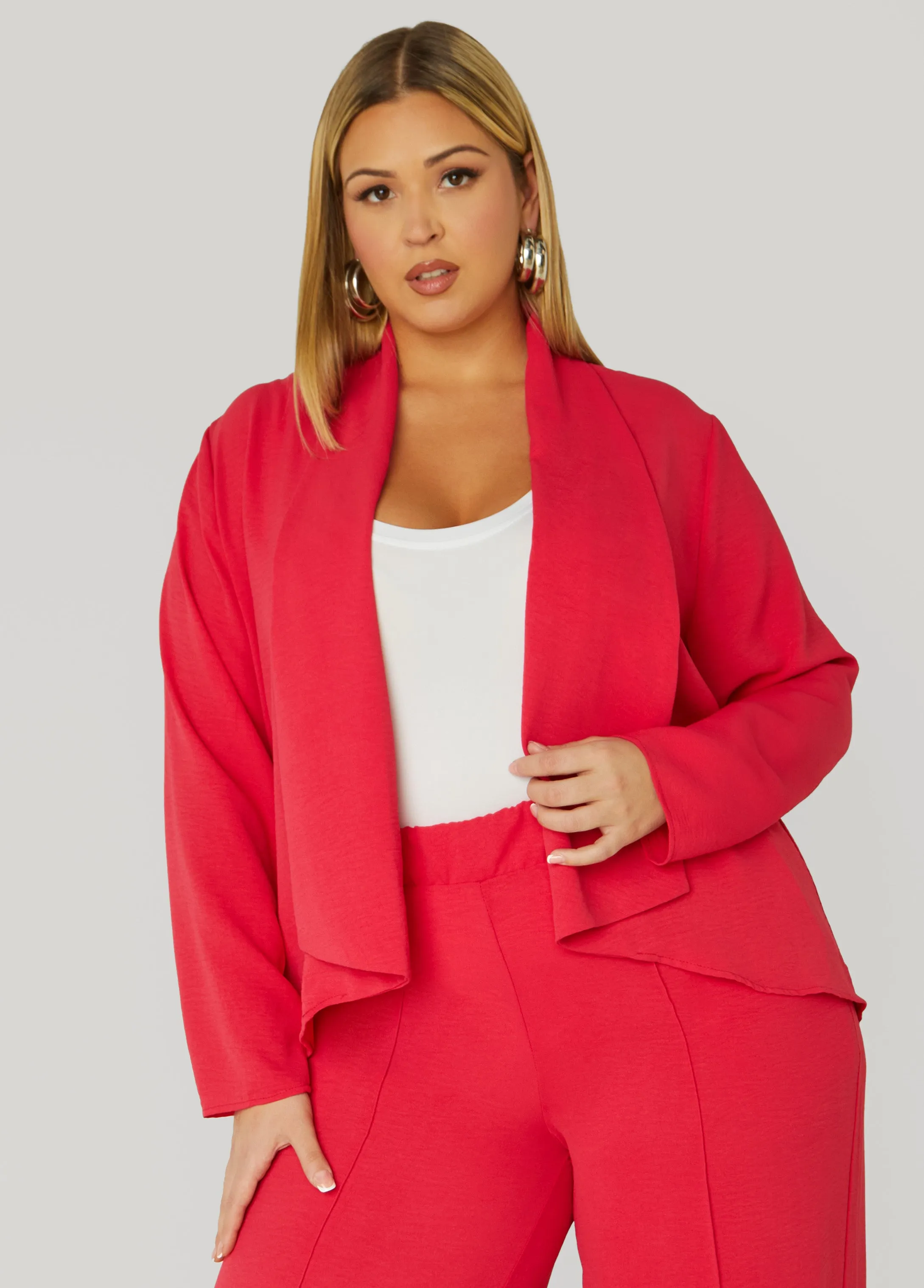 Draped Textured Jacket sold by Ashley Stewart