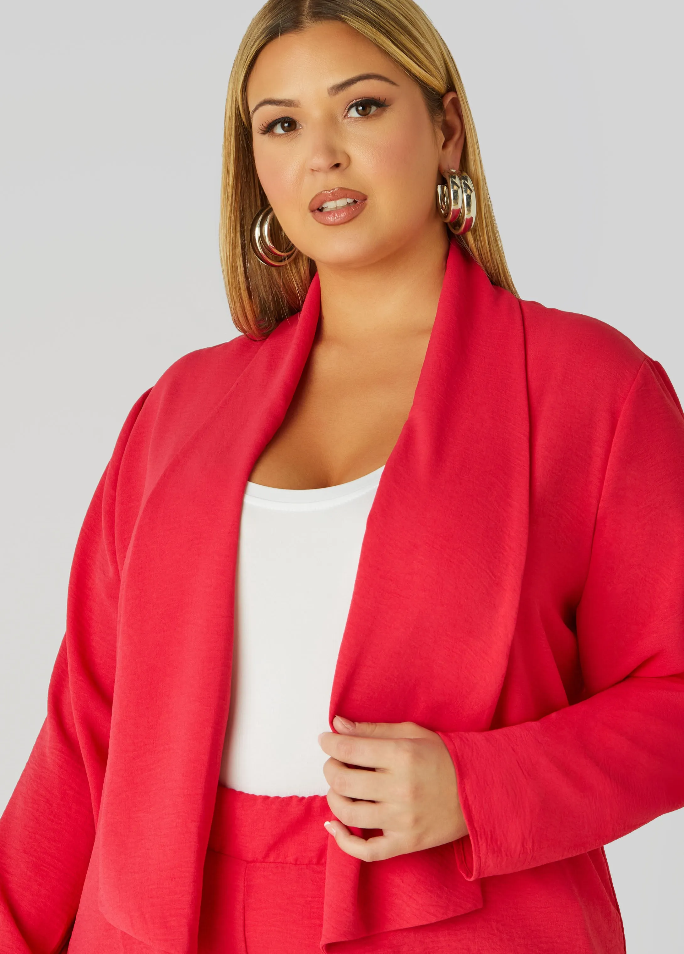 Draped Textured Jacket sold by Ashley Stewart product image thumbnail 4