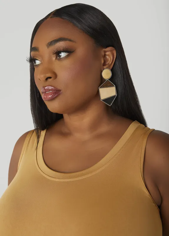 Colorblock Wood Earrings sold by Ashley Stewart