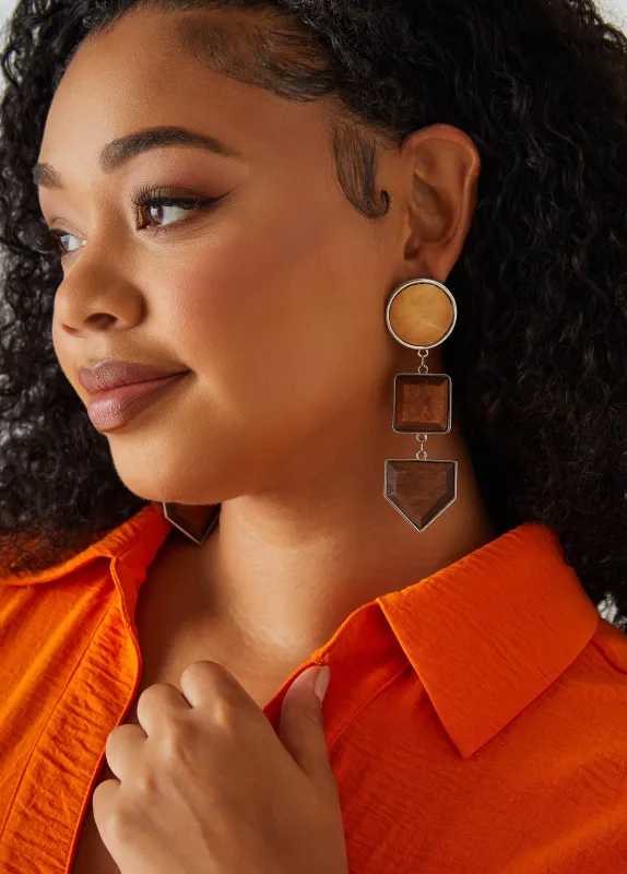 Two Tone Wood Earrings sold by Ashley Stewart