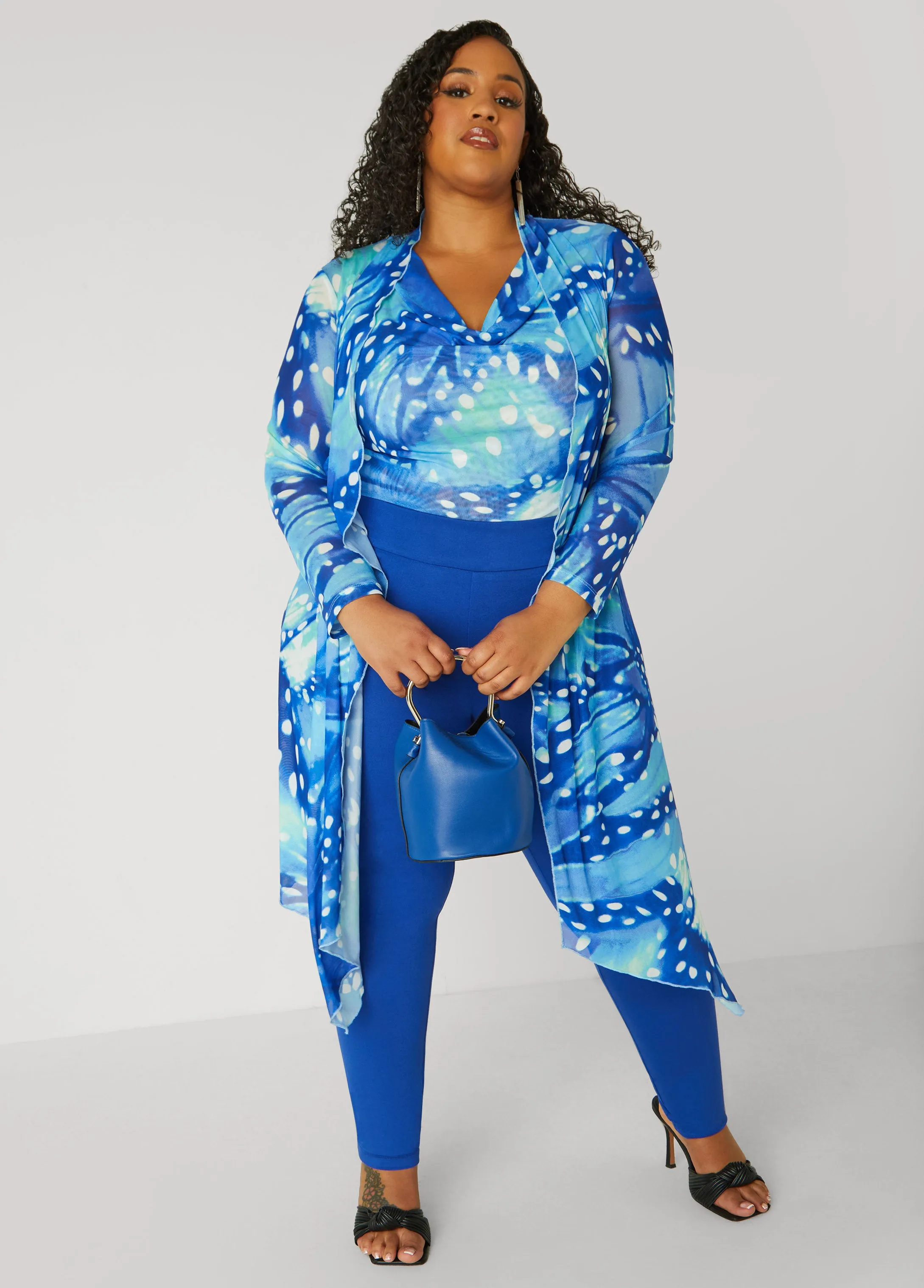 Open Front Abstract Mesh Duster sold by Ashley Stewart product image thumbnail 3