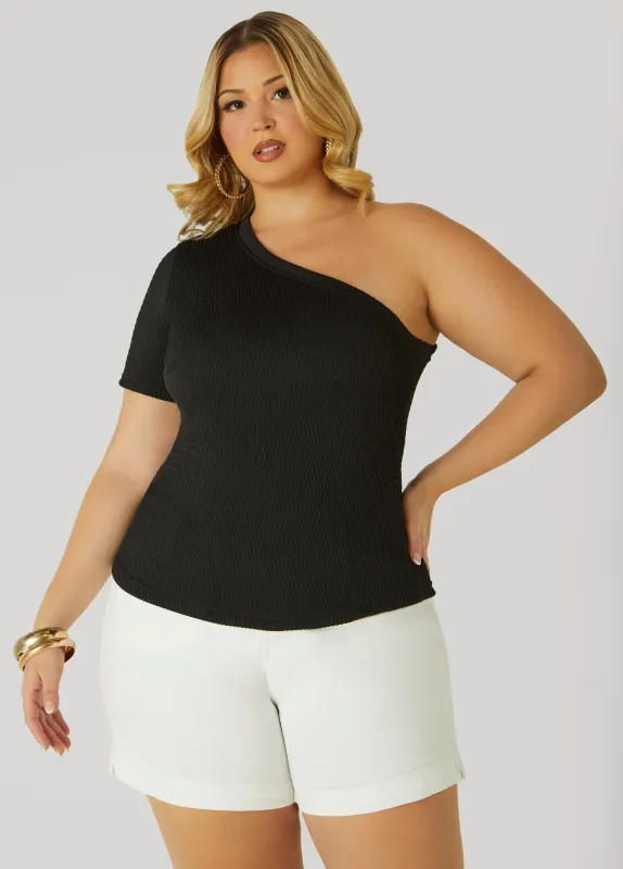 Textured One Shoulder Top sold by Ashley Stewart