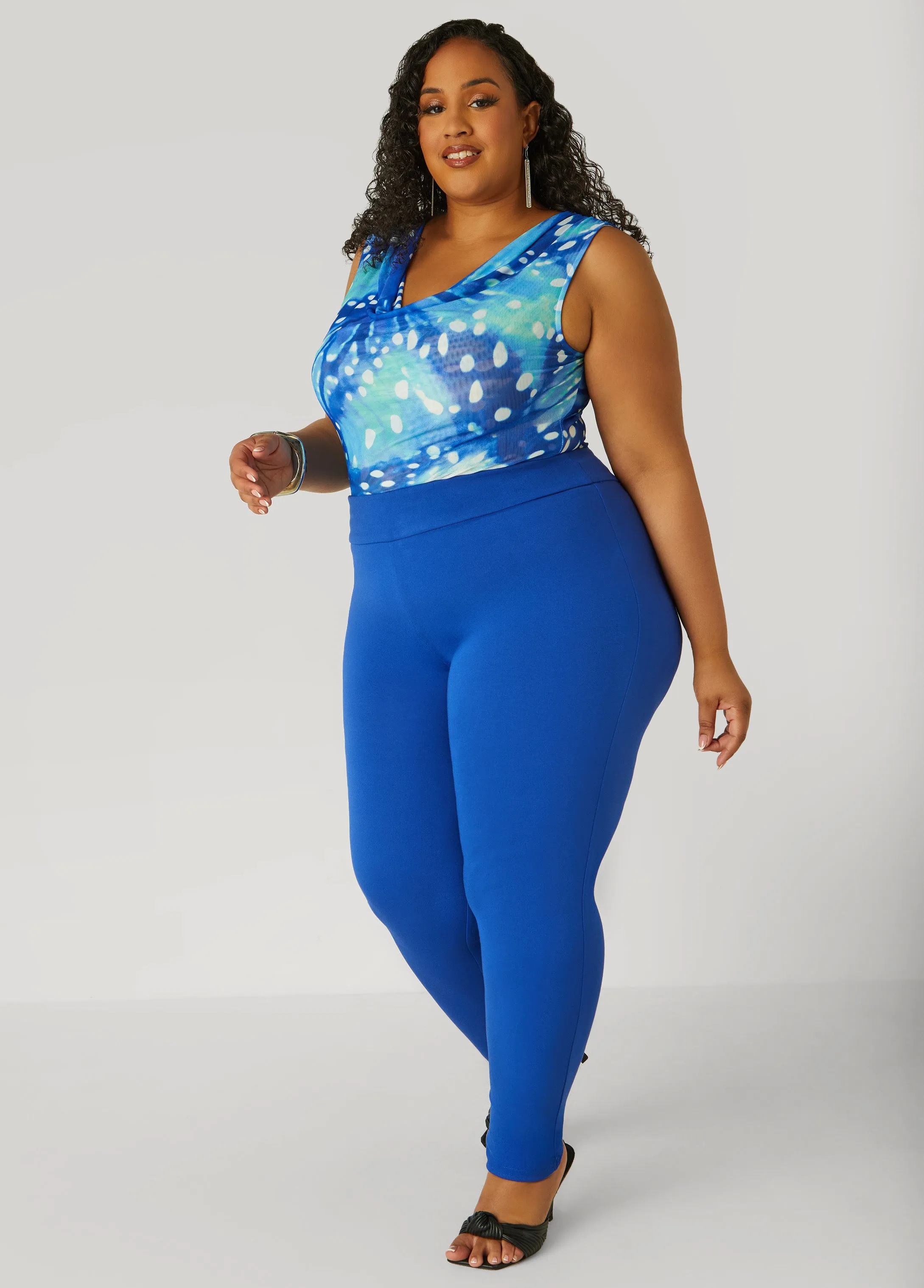 Cowl Neck Abstract Mesh Top sold by Ashley Stewart product image thumbnail 3