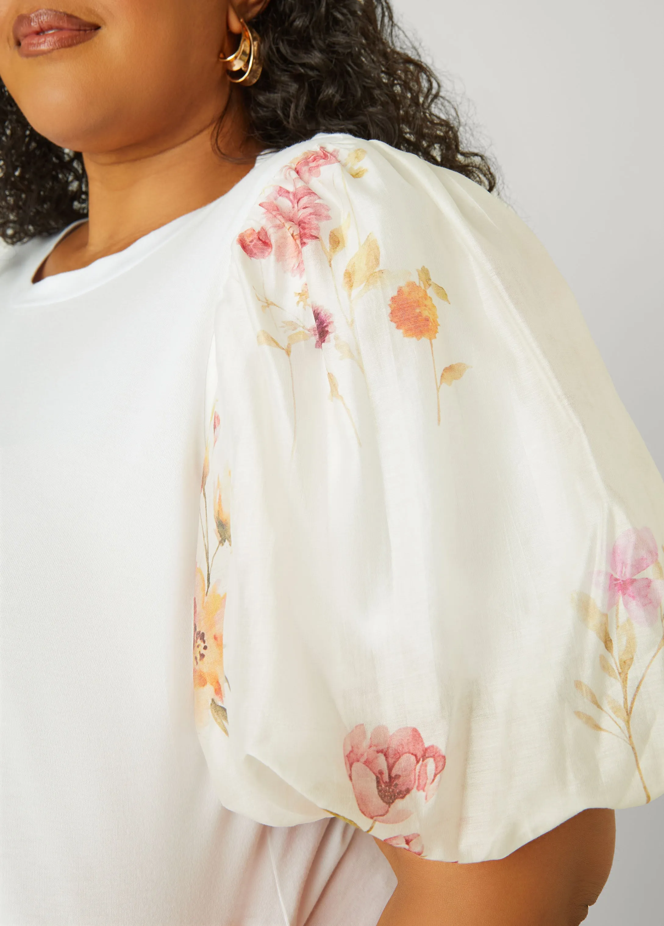 Floral Print Paneled Jersey Top sold by Ashley Stewart product image thumbnail 4