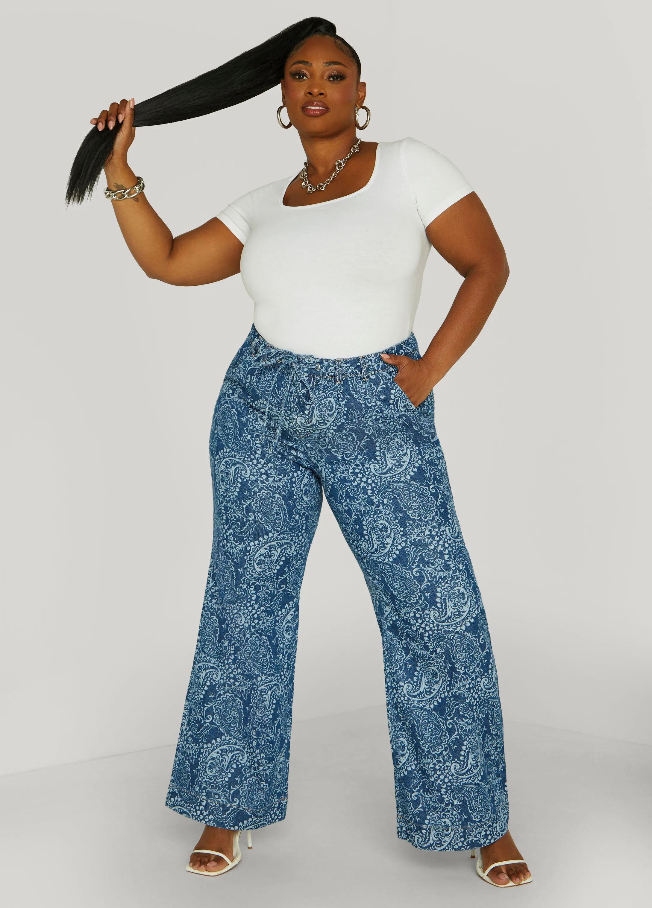 Paisley Print Straight Leg Jeans sold by Ashley Stewart product image thumbnail 3