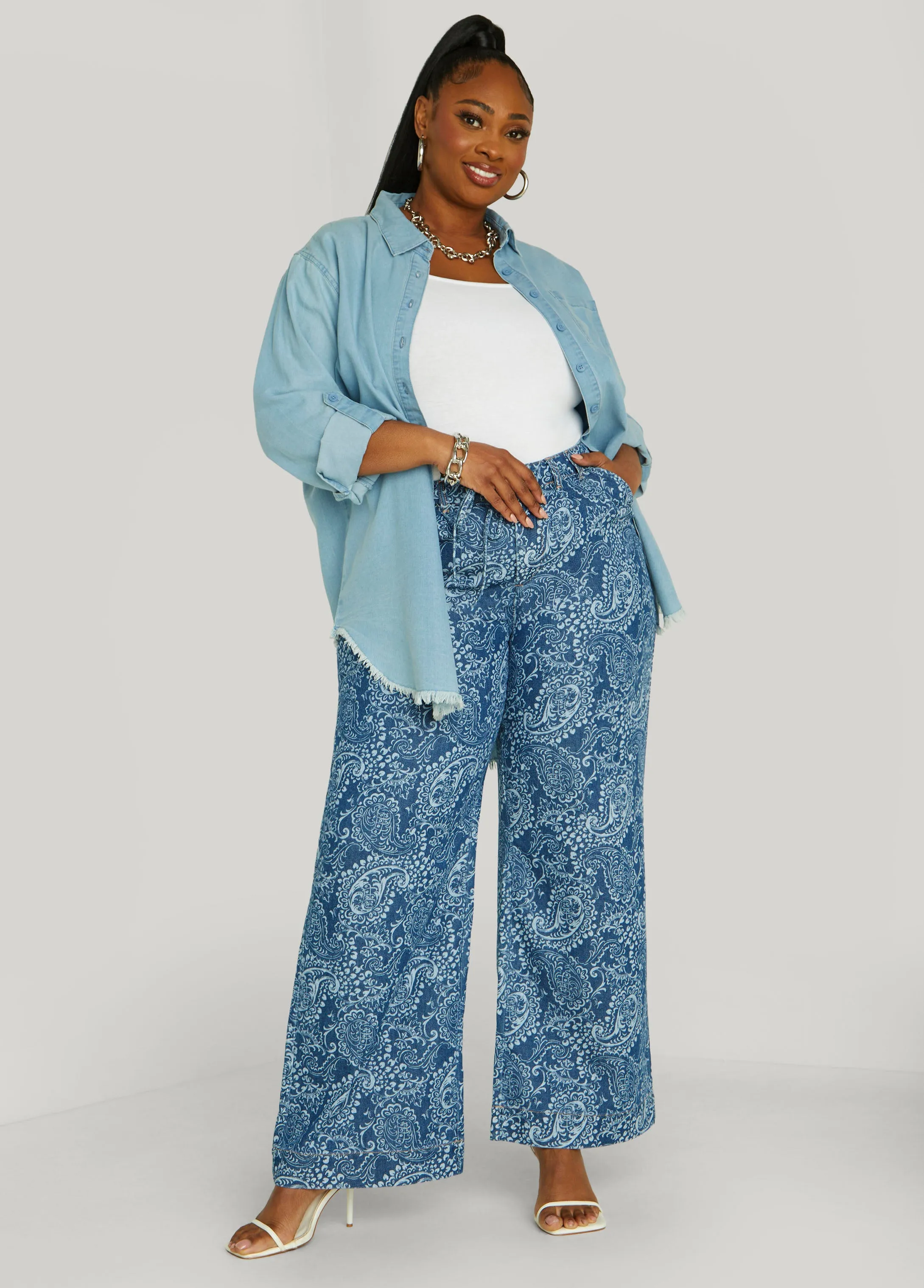 Paisley Print Straight Leg Jeans sold by Ashley Stewart product image thumbnail 4