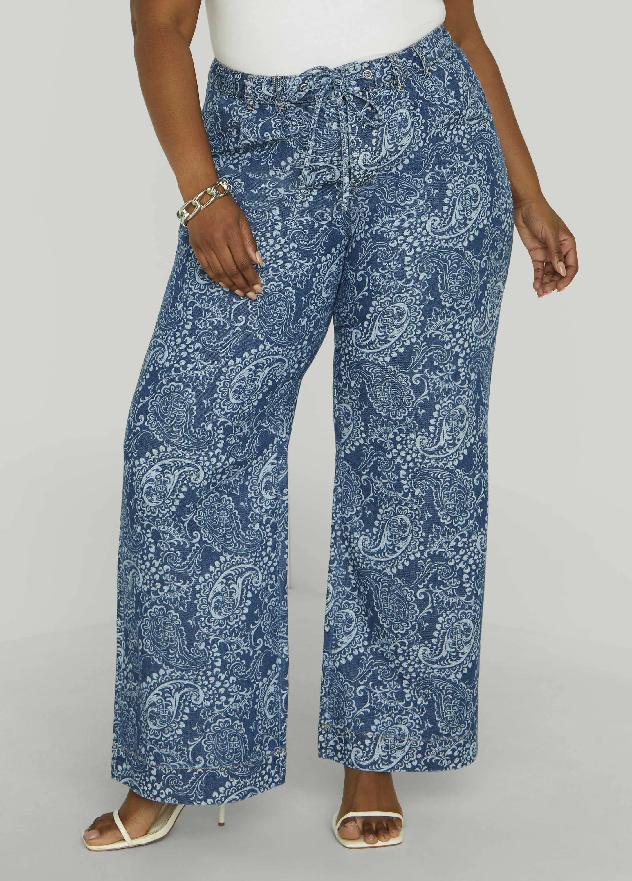 Paisley Print Straight Leg Jeans sold by Ashley Stewart