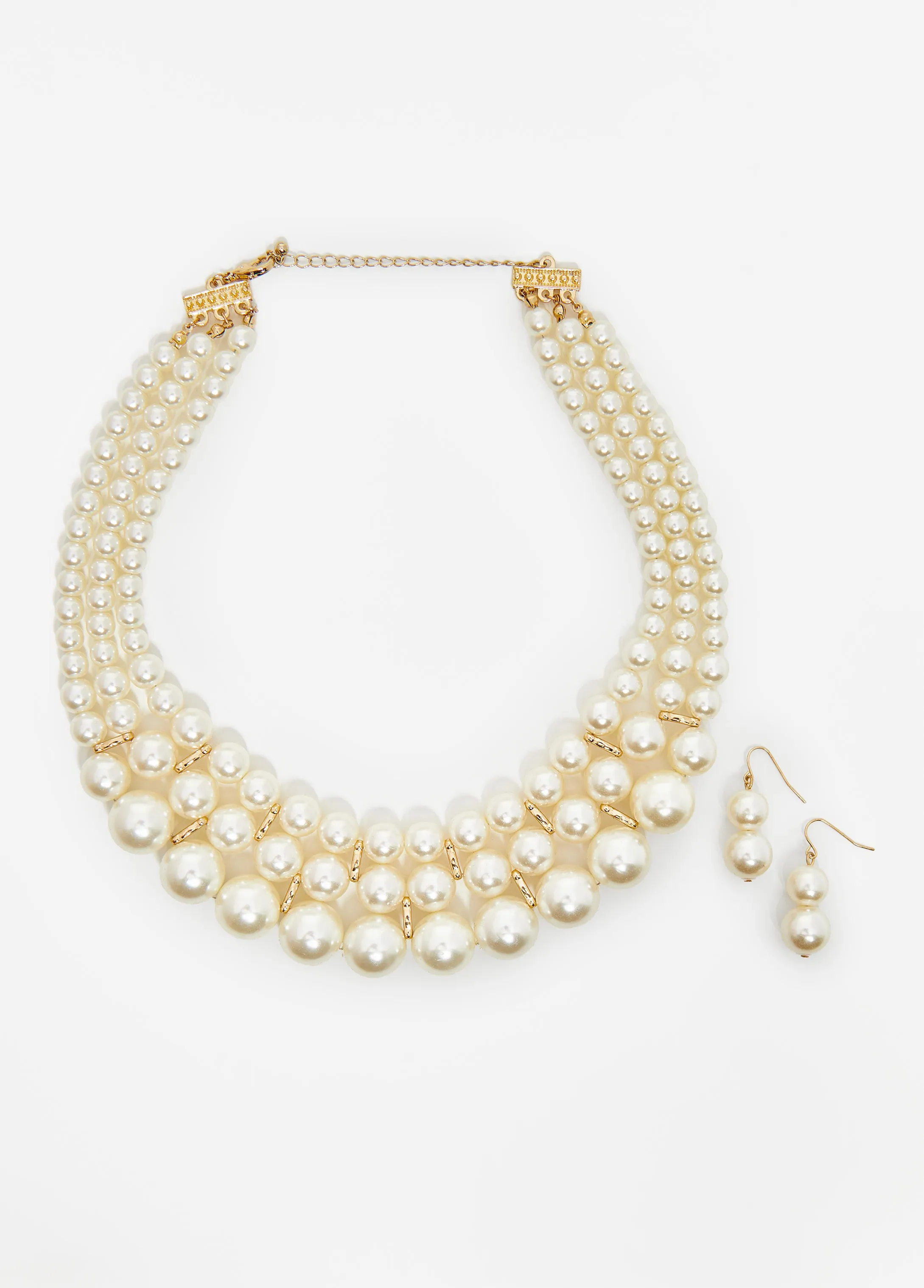 Layered Faux Pearl Necklace Set sold by Ashley Stewart product image thumbnail 2
