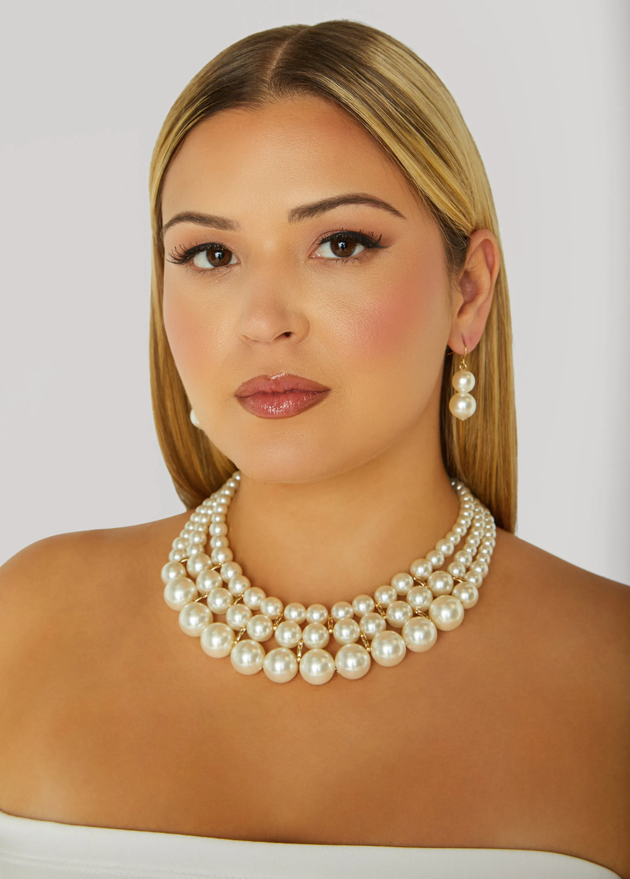 Layered Faux Pearl Necklace Set sold by Ashley Stewart