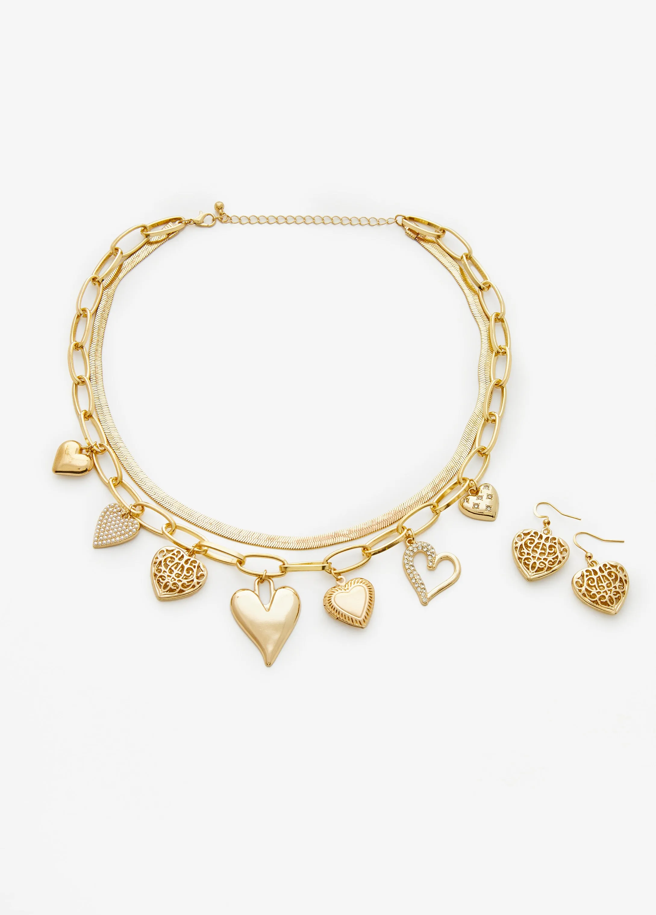Hearts Charm Necklace Set sold by Ashley Stewart product image thumbnail 2