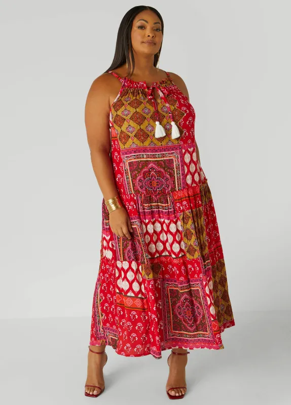 Cutout Scarf Print Maxi Dress made by Ashley Stewart