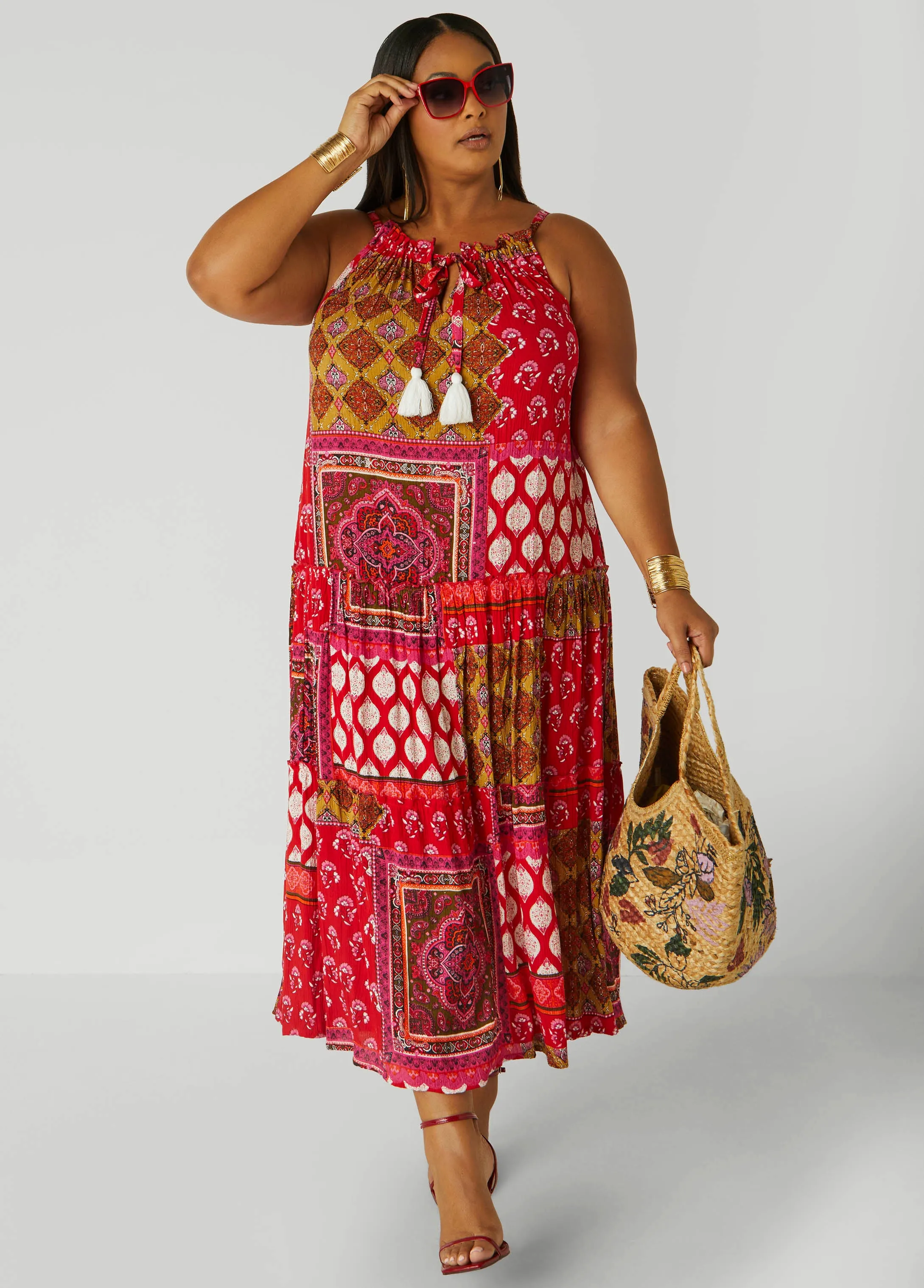 Cutout Scarf Print Maxi Dress sold by Ashley Stewart product image thumbnail 3