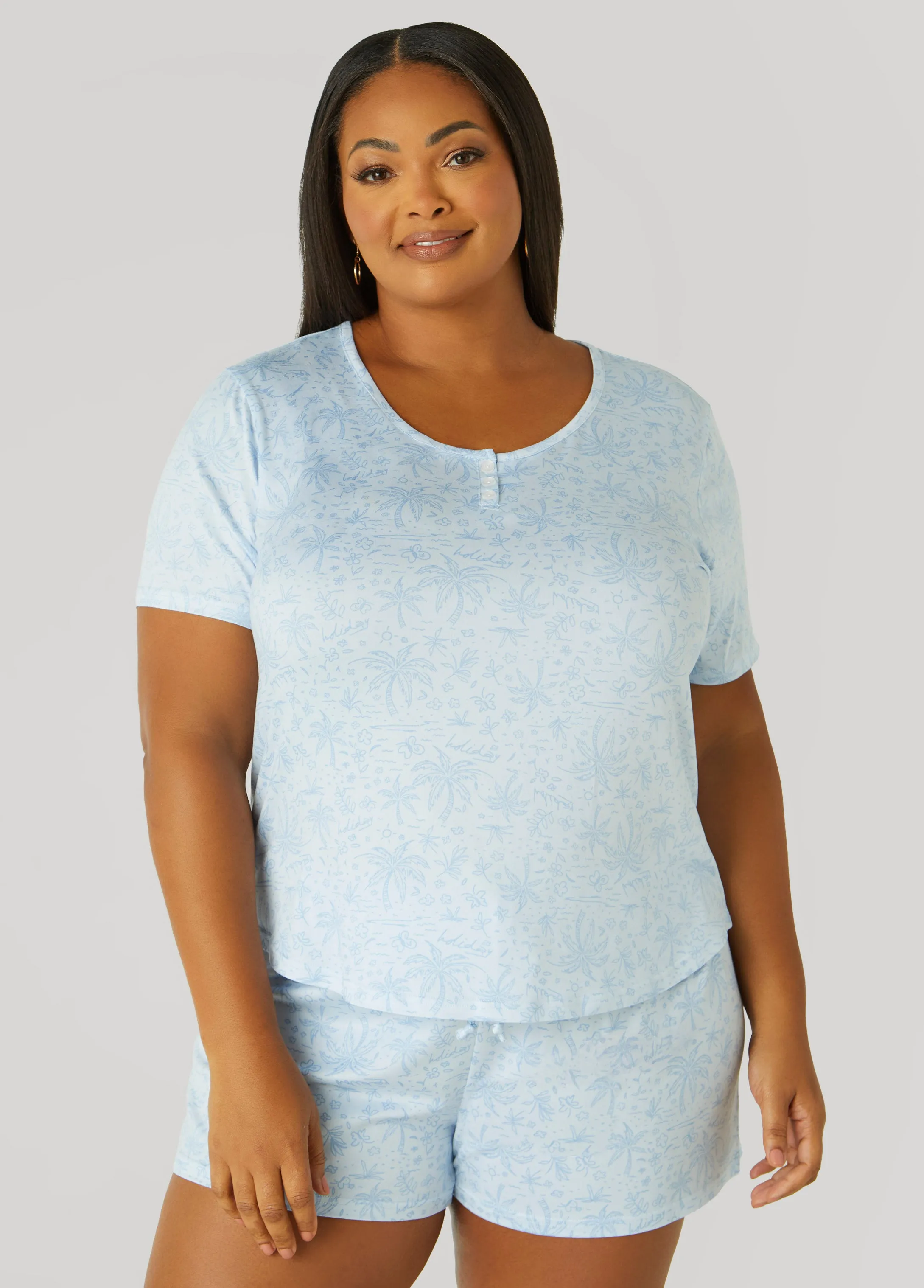 Cozy Couture Tropical PJs Set sold by Ashley Stewart