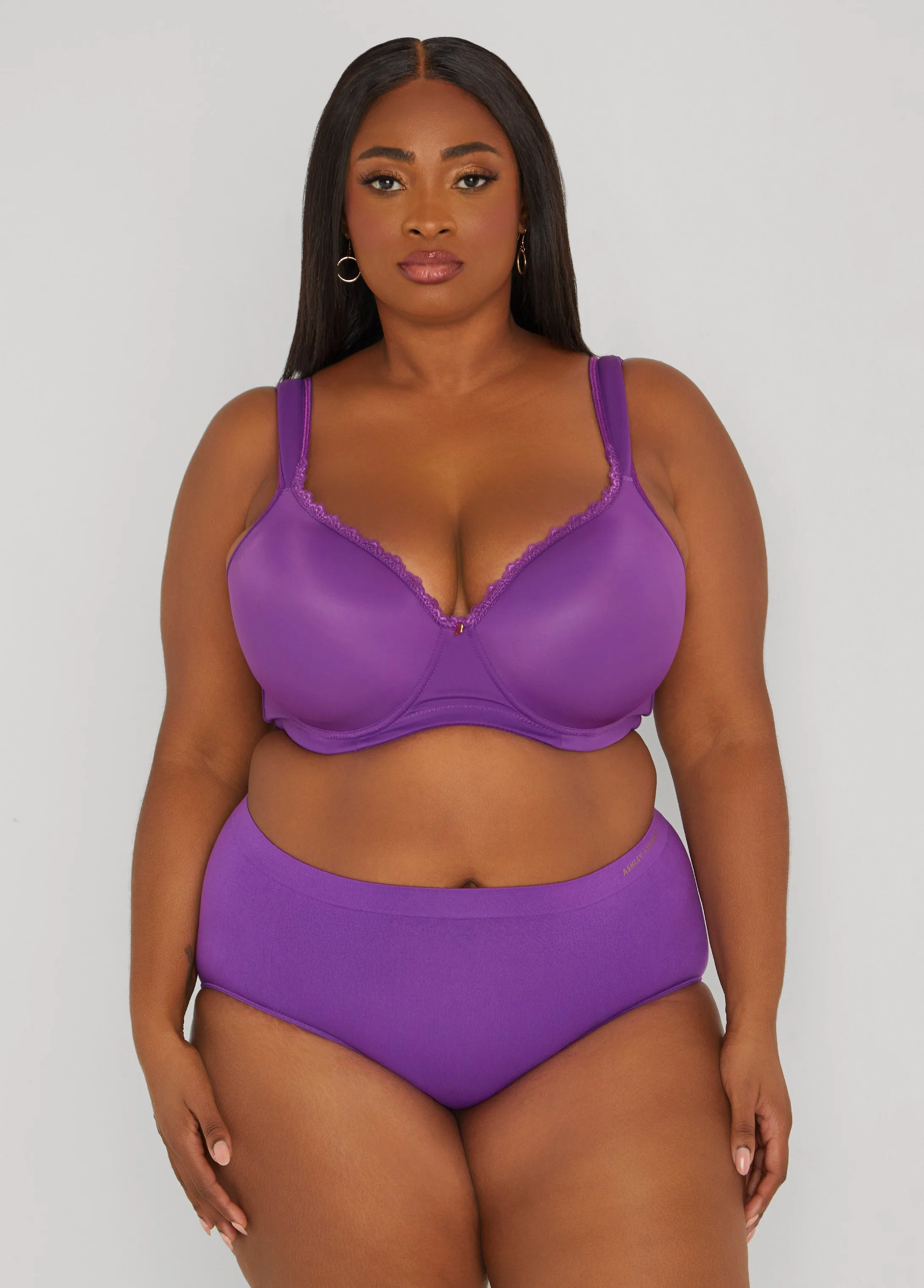 Full Coverage Lace Trimmed Butterfly Bra sold by Ashley Stewart