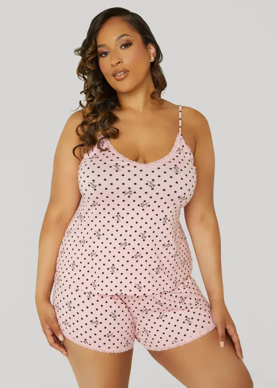 Betsey Johnson Polka Dot Short Set made by Ashley Stewart