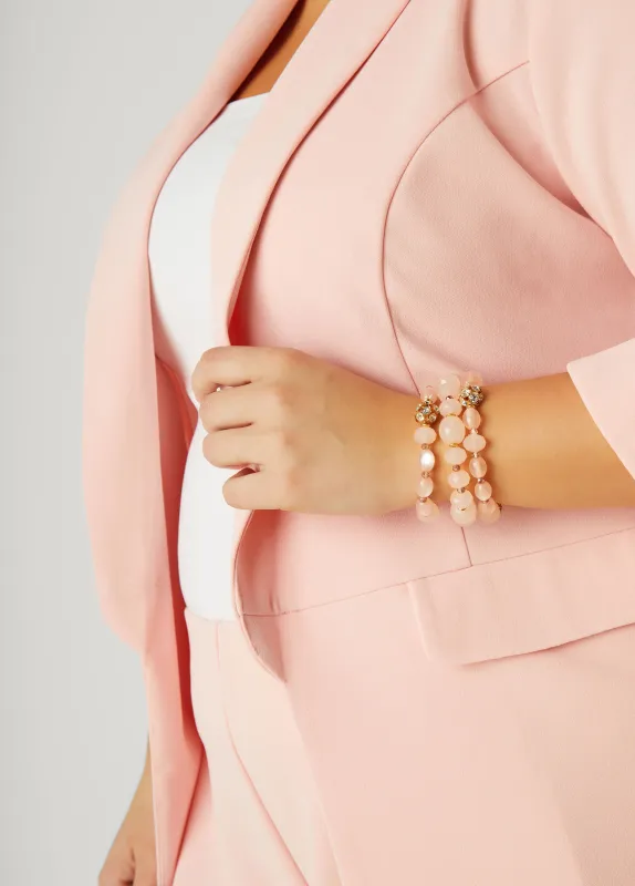 Marbled Stone And Crystal Bracelet Set sold by Ashley Stewart