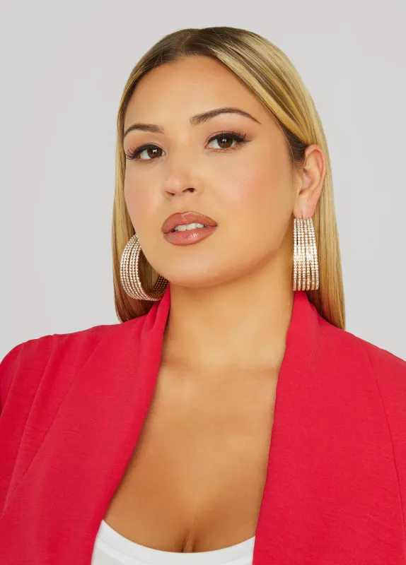 Pave Crystal Stacked Hoop Earrings sold by Ashley Stewart