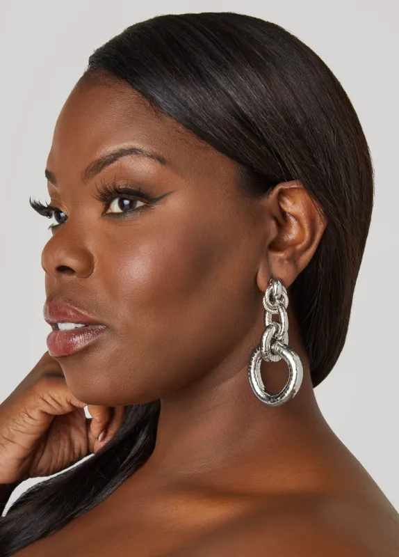 Textured Silver Tone Earrings sold by Ashley Stewart