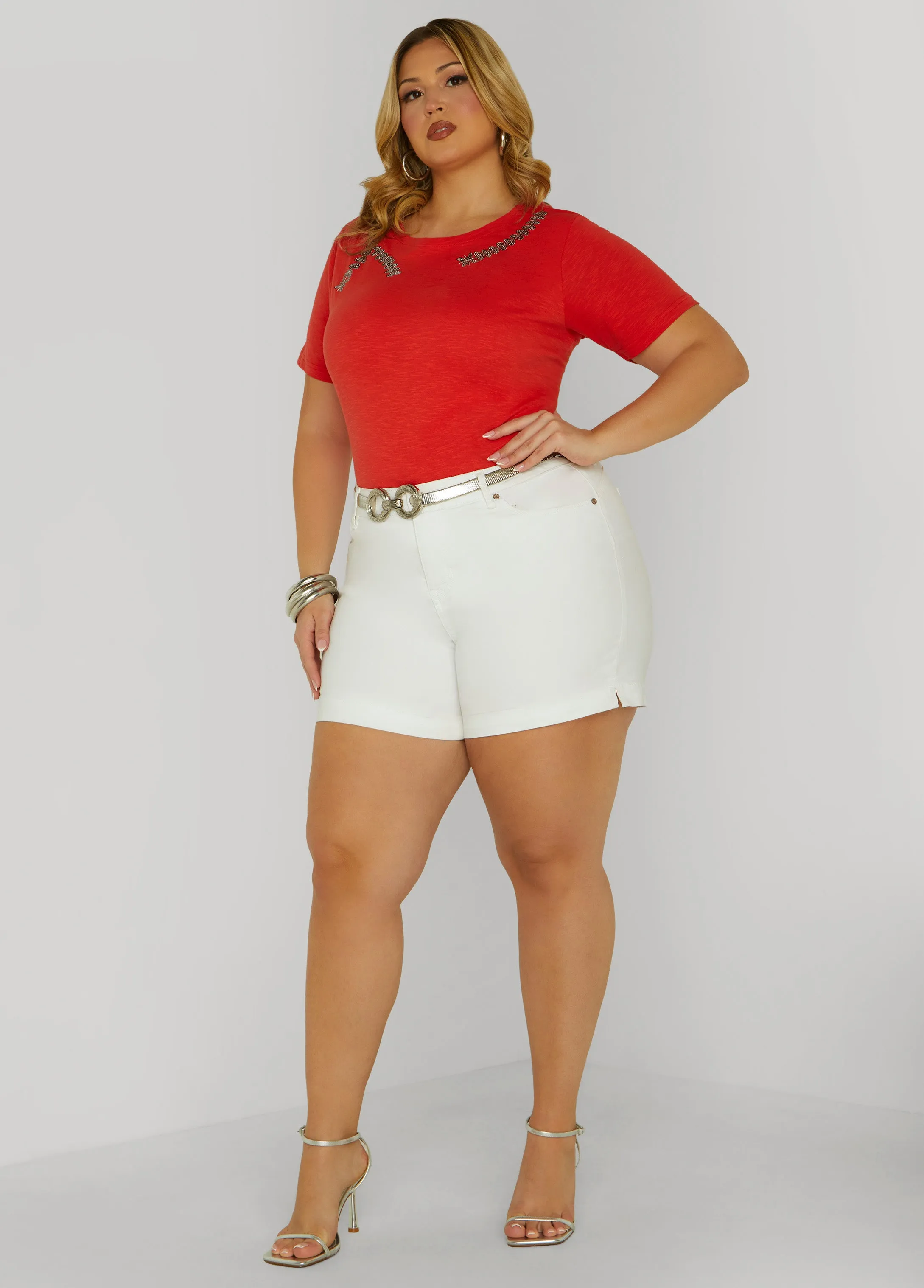 Sequin Leaf Applique Tee sold by Ashley Stewart product image thumbnail 3